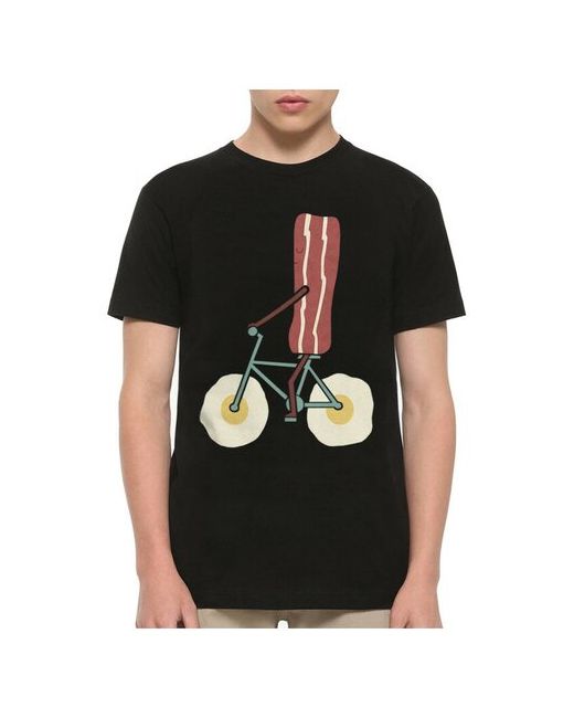 Dream Shirts Футболка Бекон на велосипеде из яичницы Прикольная футболка Черная 3XL