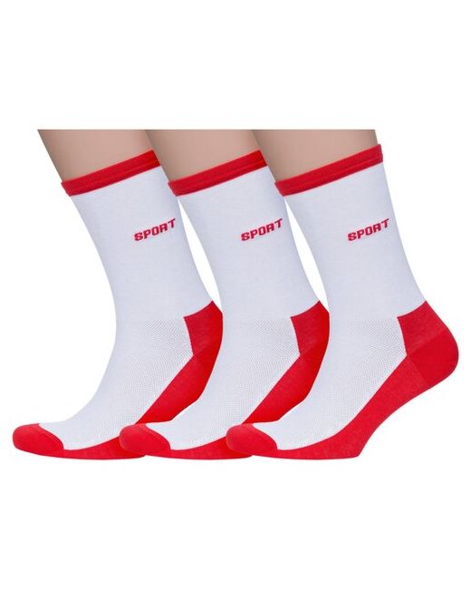 Lorenzline Комплект из 3 пар мужских носков красно-белые размер 29