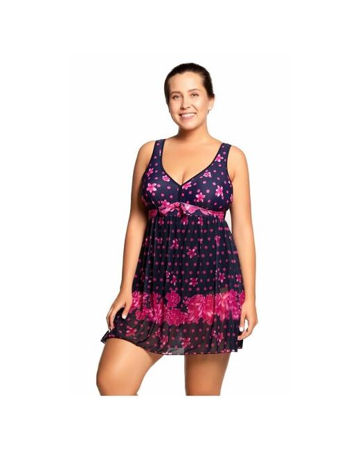 Lightswim Купальник-платье слитный LS 99-477 черный фиолетовый размер 60
