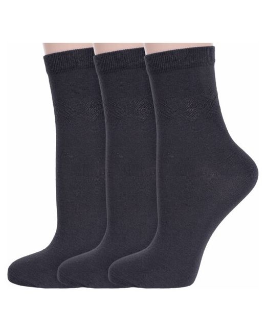 RuSocks Комплект из 3 пар женских носков Орудьевский трикотаж темно размер 23-25 39