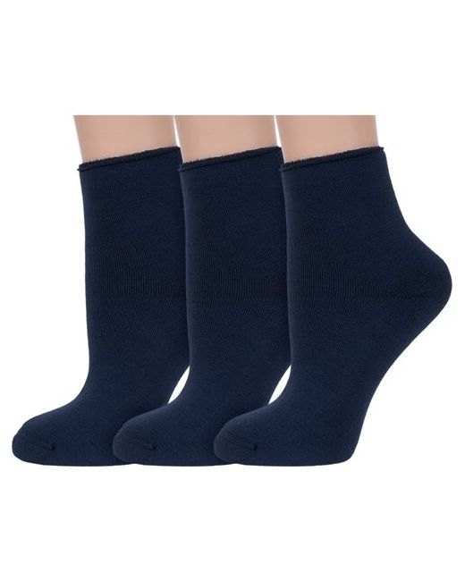 Хох Комплект из 3 пар женских махровых носков без резинки темно размер 23