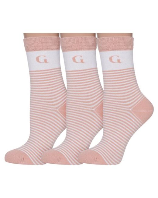 Grinston Комплект из 3 пар женских бамбуковых носков socks PINGONS коралловые размер 23