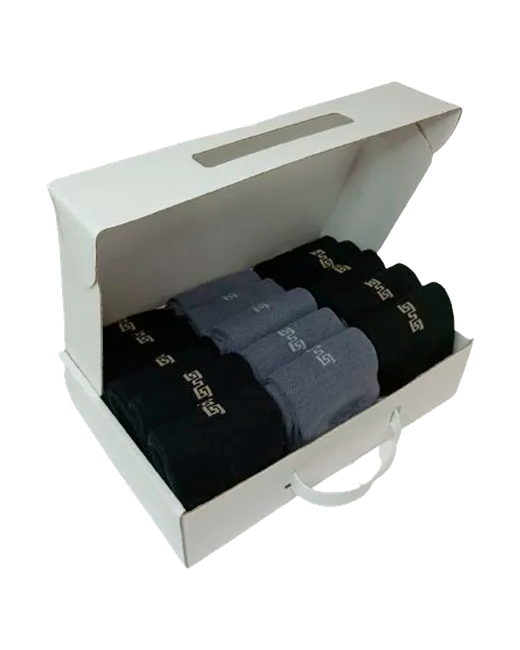 Наше 2С54-В56nabor15--коробка-31 15 пар Смоленских носков из хлопка черный серый