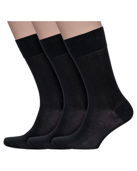 Sergio di Calze Комплект из 3 пар мужских носков PINGONS 100 мерсеризованного хлопка черные размер 25