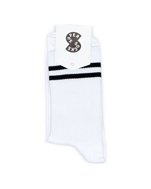 Super socks Две полосы Белые 35-40
