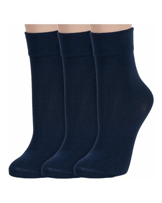 RuSocks Комплект из 3 пар женских носков с ослабленной резинкой Орудьевский трикотаж темно размер 23-25 39