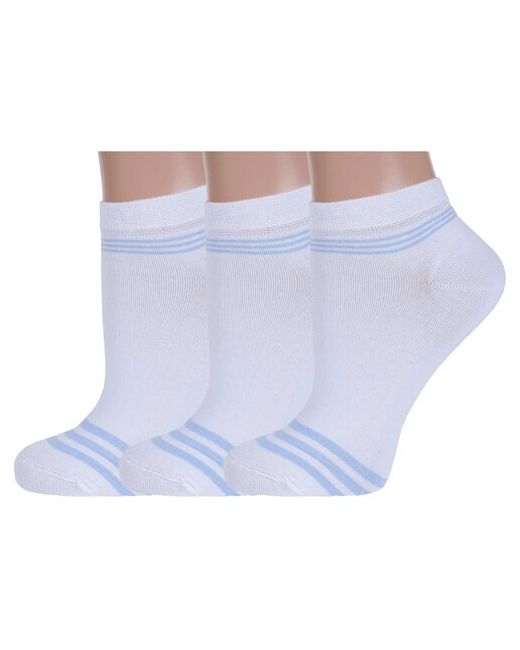 RuSocks Комплект из 3 пар женских носков Орудьевский трикотаж с голубыми полосками размер 23-25 39