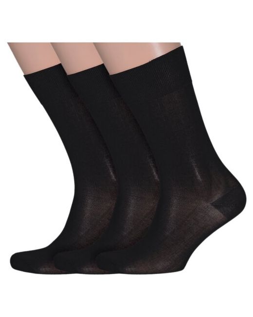 Lorenzline Комплект из 3 пар мужских носков мерсеризированного хлопка черные размер 29 43-44