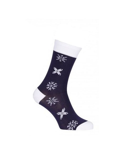 Lorenzline Новогодние носки Е34 Снежинки-3шт--синий-29