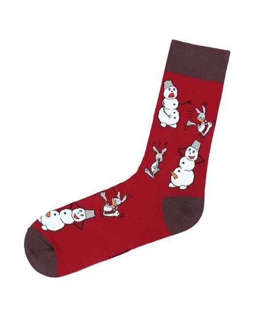 Kingkit Носки новогодние заяц 36-41 подарок модные с принтом смешные веселые хлопок яркие плотные длинные новый год кролик