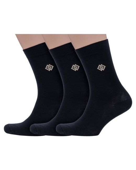 Носкофф Комплект из 3 пар мужских носков алсу рис. 3067 черные размер 27-29