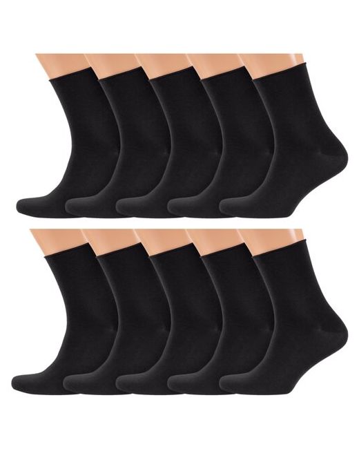 RuSocks Комплект из 10 пар мужских носков без резинки Орудьевский трикотаж черные размер 27-29 42-45