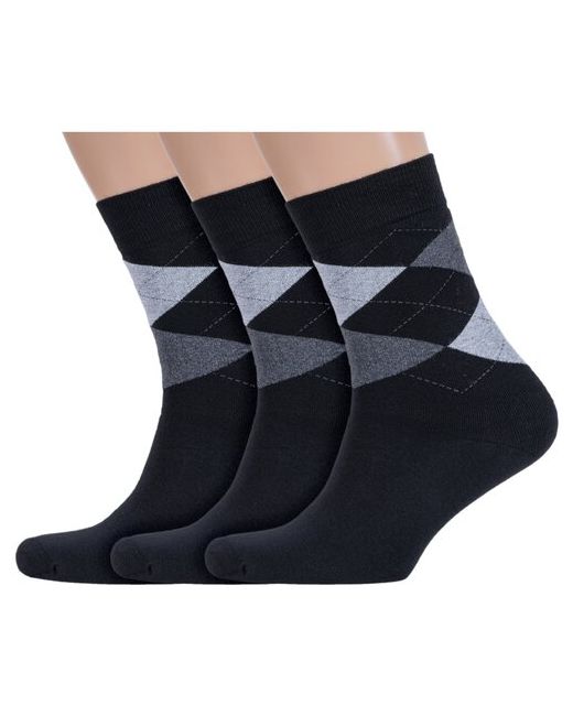 RuSocks Комплект из 3 пар мужских махровых носков Орудьевский трикотаж черные размер 27-29 42-45