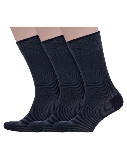 Grinston Комплект из 3 пар мужских носков Sergio Di Calze PINGONS мерсеризованного хлопка черные размер 27