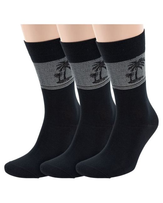 Хох Комплект из 3 пар мужских носков вискозы черные размер 25 38-40