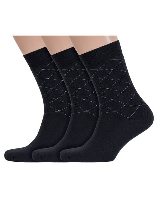 RuSocks Комплект из 3 пар мужских махровых носков Орудьевский трикотаж черные размер 25-27 38-41