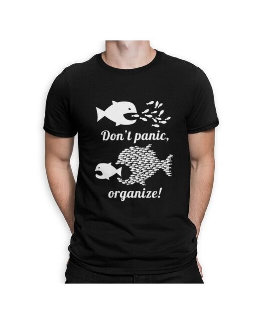 Dream Shirts Футболка Рыбки Dont Panic Organize Прикольная футболка с мемом Черная S