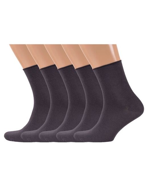 RuSocks Комплект из 5 пар мужских носков без резинки Орудьевский трикотаж темно размер 25-27 39-42