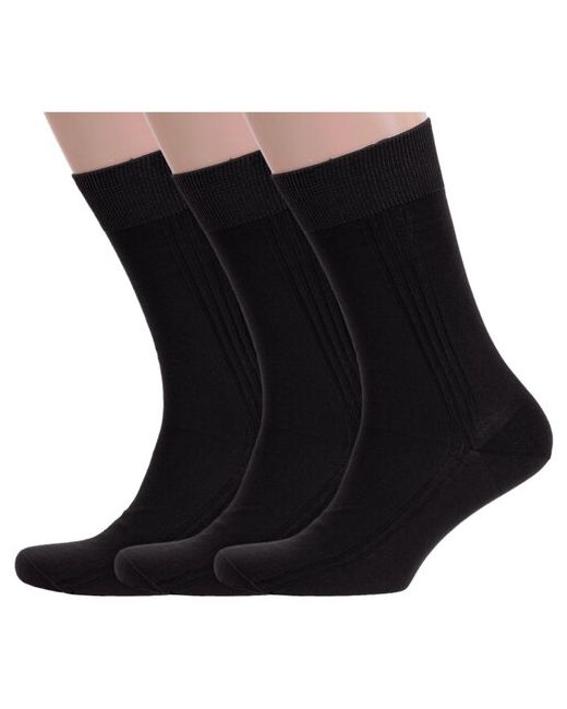 RuSocks Комплект из 3 пар мужских носков Орудьевский трикотаж 100 хлопка рис. 03 черные размер 29 44-45