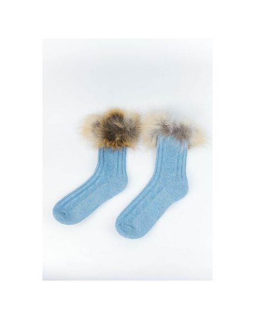 Carolon Носки c декором из меха голубые Стильные носки Теплые носочки