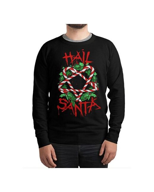 Dream Shirts Свитшот с принтом Рождественский венок Hail Santa Подарок на Новый Год Новогодняя футболка Толстовка Размер 46