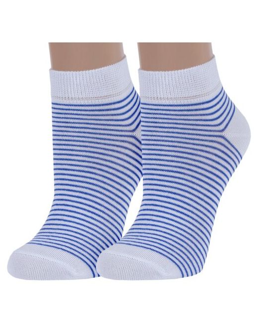 Брестские Комплект из 2 пар женских носков БЧК рис. 067 бело-синие размер 23