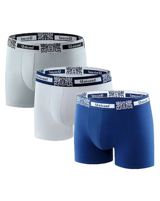 Uniconf Трусы боксеры BB32 комплект 3 шт белый-синий-серый Размер XXL