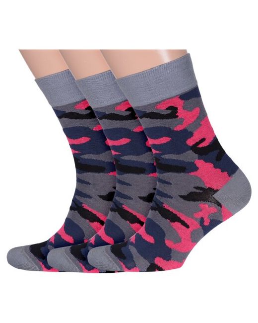 Lorenzline Комплект из 3 пар мужских носков серо-розовые размер 25