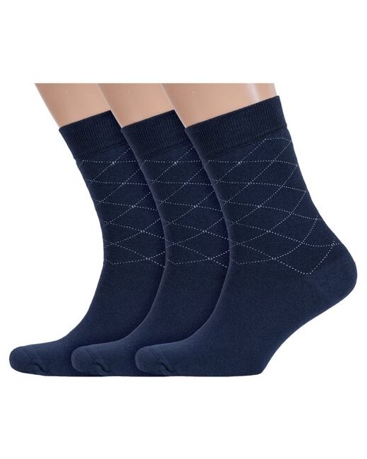 RuSocks Комплект из 3 пар мужских махровых носков Орудьевский трикотаж темно размер 27-29 42-45