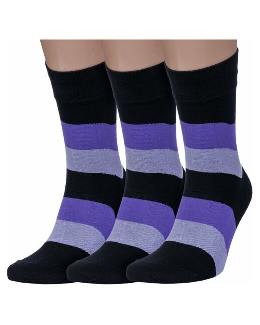Lorenzline Комплект из 3 пар мужских носков сиренево-фиолетовые размер 29