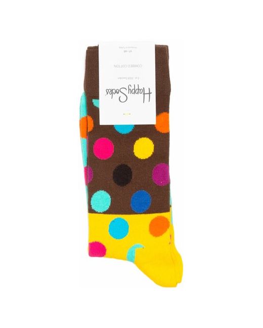 Happy Socks Big Dot Brown/Yellow носки с крупными горошинами 41-46