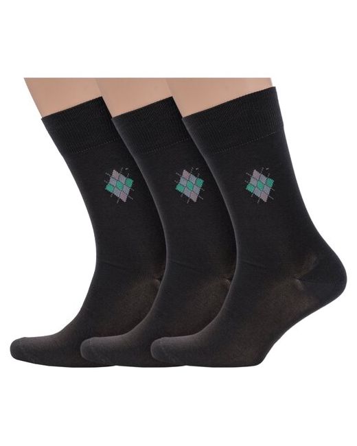 Grinston Комплект из 3 пар мужских носков socks PINGONS мерсеризованного хлопка размер 25