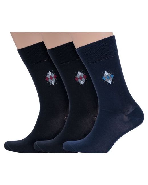 Grinston Комплект из 3 пар мужских носков socks PINGONS мерсеризованного хлопка микс размер 29
