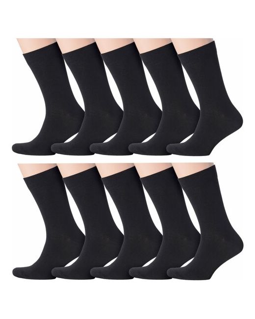 Нева-Сокс Комплект из 10 пар мужских носков без фабричных этикеток черные размер 23 36-38