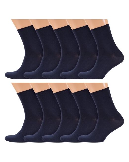 RuSocks Комплект из 10 пар мужских носков без резинки Орудьевский трикотаж темно размер 27-29 42-45