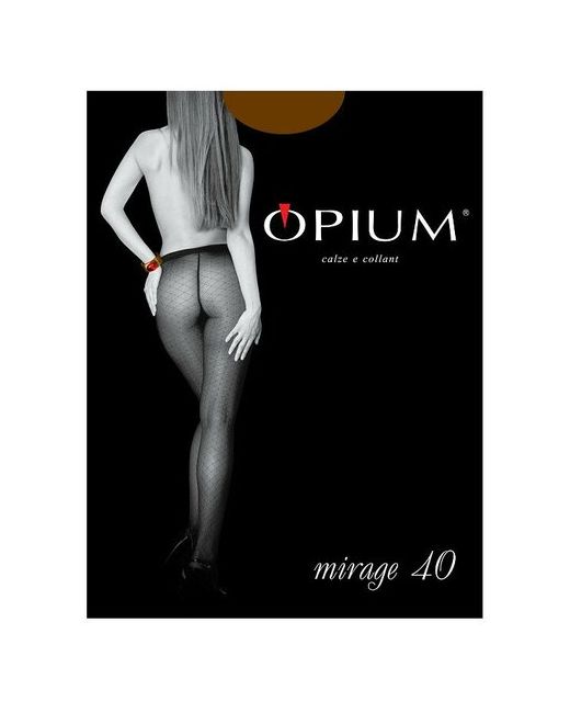Opium Колготки капроновые 40 den с рисунком имитацией сетки бронза размер 3
