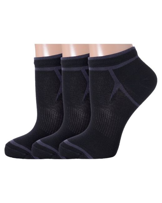Lorenzline Комплект из 3 пар женских носков черные размер 23 36-37