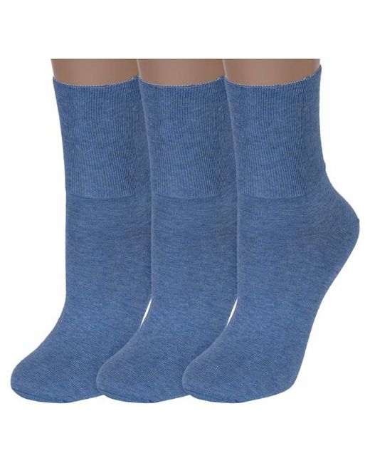 RuSocks Комплект из 3 пар женских носков с широкой резинкой Орудьевский трикотаж джинс размер 23-25
