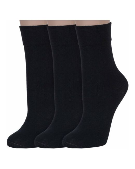 RuSocks Комплект из 3 пар женских носков с ослабленной резинкой Орудьевский трикотаж черные размер 23-25 39
