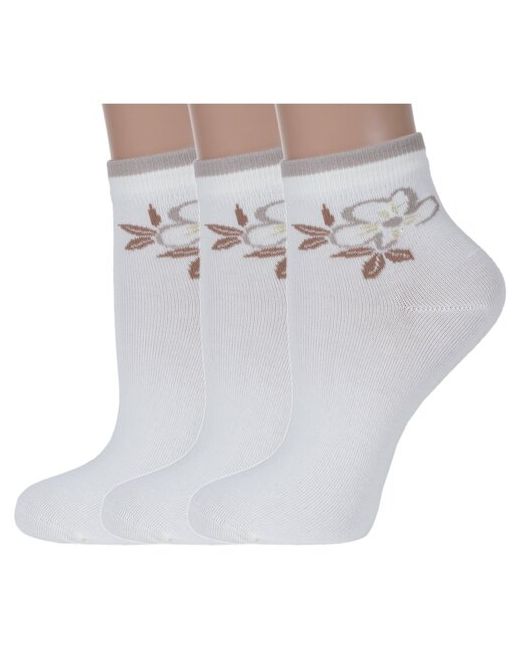 RuSocks Комплект из 3 пар женских носков Орудьевский трикотаж кремовые размер 23-25