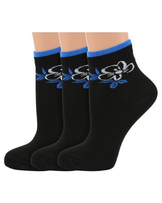 RuSocks Комплект из 3 пар женских носков Орудьевский трикотаж черные размер 23-25