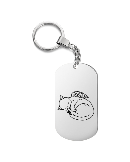 UEGrafic Брелок для ключей кот ангел с гравировкой подарочный жетон на сумку ключи в подарок