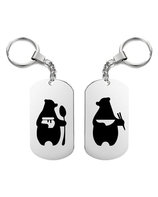 irevive Брелок для ключей мишки с гравировкой подарочный жетон парный на сумку ключи в подарок
