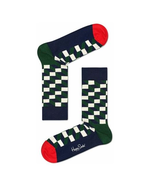 Happy Socks Носки унисекс Filled Optic Sock с диагональными полосками и кирпичиками черный красным 29