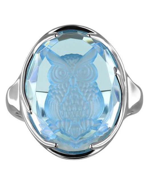 Ivena Серебряное кольцо Сова на голубом кварце. Размер 18.5