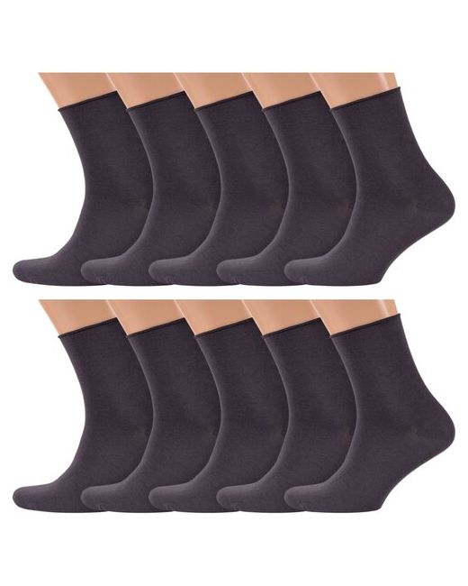 RuSocks Комплект из 10 пар мужских носков без резинки Орудьевский трикотаж темно размер 25-27 39-42