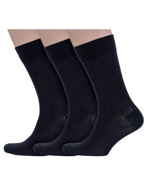 Sergio di Calze Комплект из 3 пар мужских носков PINGONS мерсеризованного хлопка черно-красные размер 27