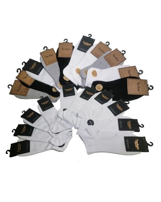 Turkan 20 пар Спортивные носки короткие Premium комплект подарочный набор хлопок белые черные однотонные
