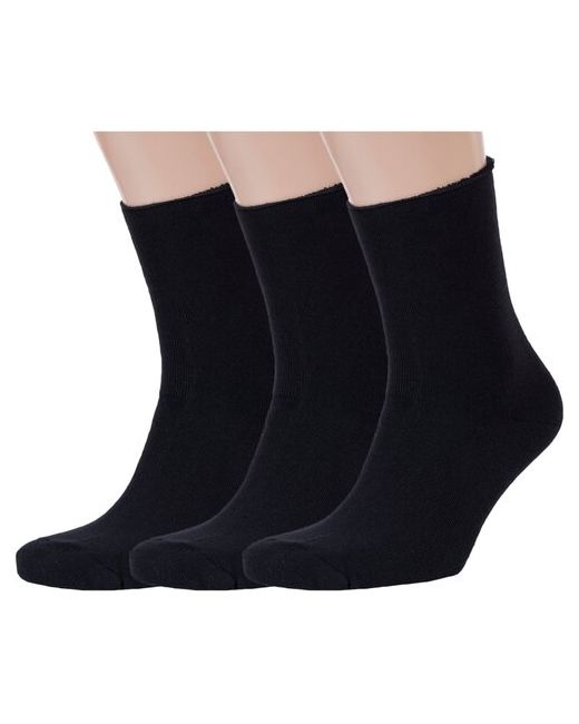 Красная Ветка Комплект из 3 пар мужских махровых носков без резинки черные размер 29