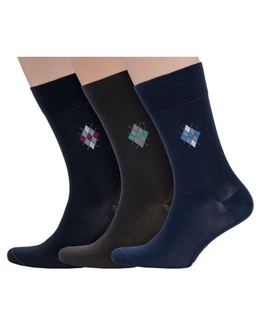 Grinston Комплект из 3 пар мужских носков socks PINGONS мерсеризованного хлопка микс 1 размер 29